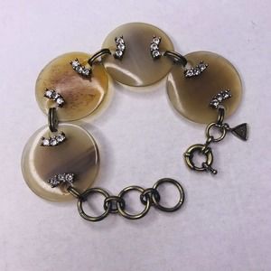 Silpada kr Signed Bracelet Discs Crystals Brushed Gold Tone Links 7-8"